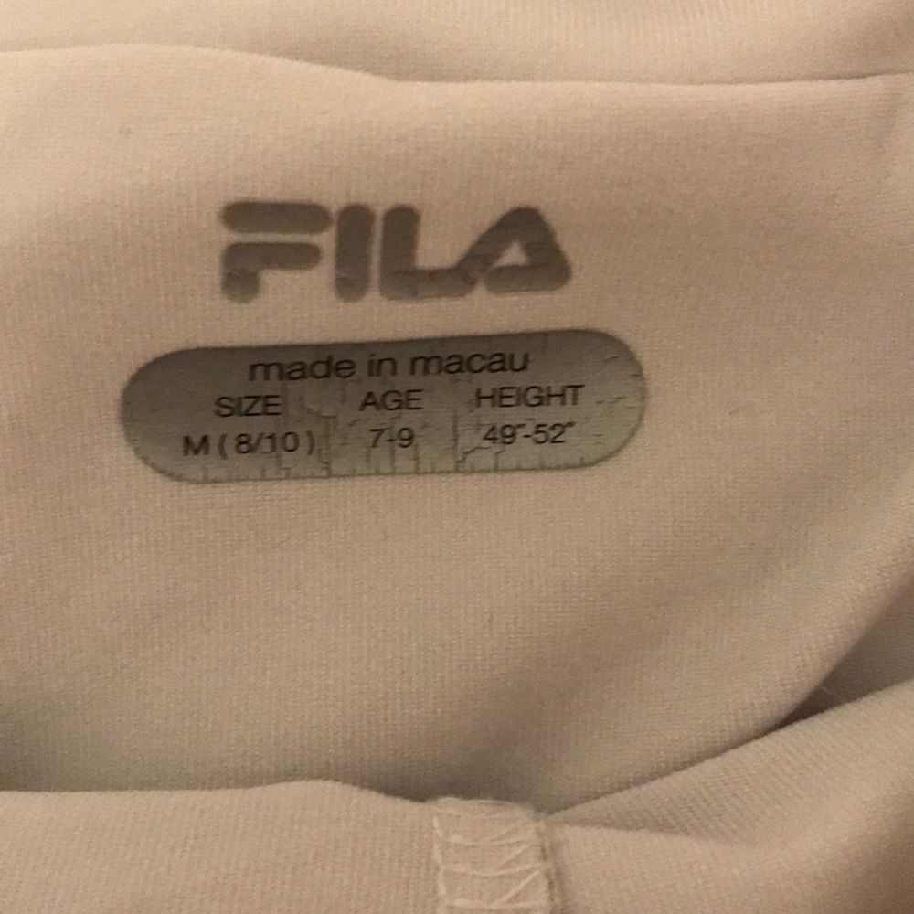 White Fila tennis skirt w/ colorful cutout shapes - Picture 3 of 4